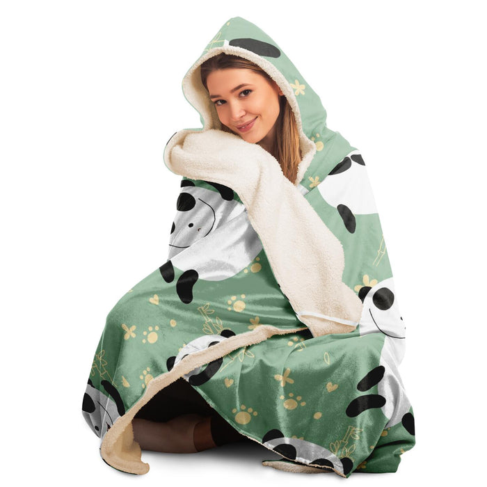 Panda Pattern Hooded Blanket