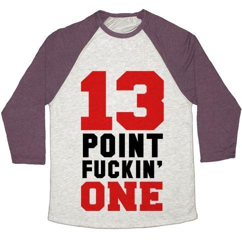 Virgin Teez  Baseball Tee 13 POINT F***IN ONE (MENS) UNISEX TRI-BLEND BASEBALL TEE