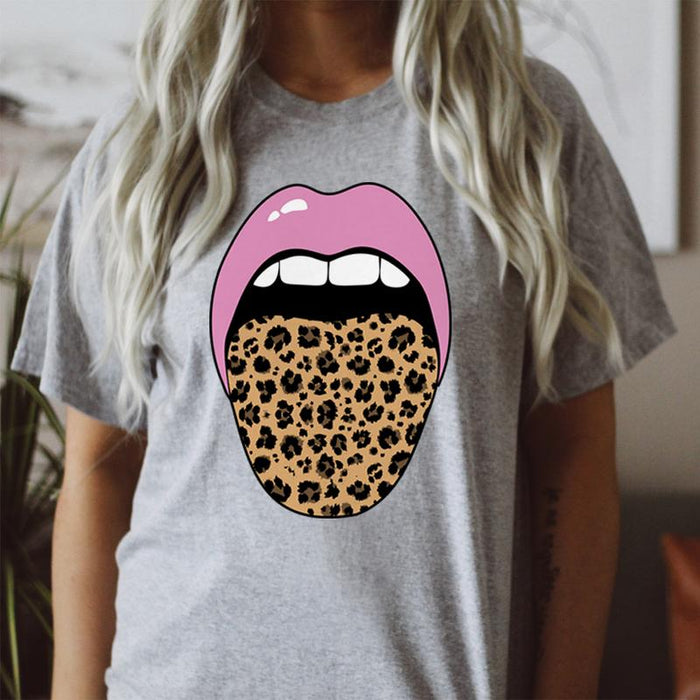 Leopard Tongue Pink Lips Tee