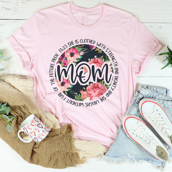 She Is Strong Proverbs Floral Mom Tee
