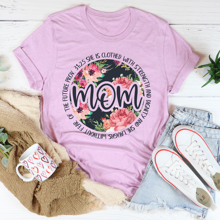 She Is Strong Proverbs Floral Mom Tee