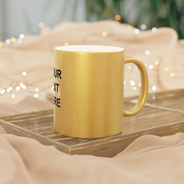 Custom Logo Metallic Mug, Team Logo Here Silver Golden Mug, Personalized Metallic Mug, Text on a Metallic Mug, Your Business Logo or Brand Logo Metallic Mug (Silver\Gold)