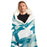 Blue Leaf pattern Hooded Blanket