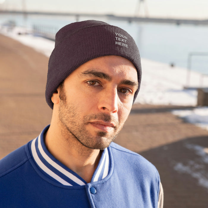 Personalized Knit Beanie, Custom Knit Beanie, With Your Own Text, Custom Knit Beanie