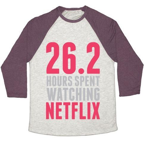 Virgin Teez  Baseball Tee 26.2 HOURS SPENT WATCHING NETFLIX UNISEX TRI-BLEND BASEBALL TEE