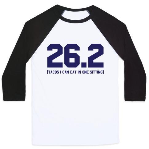 Virgin Teez  Baseball Tee 26.2 TACOS IN ONE SITTING UNISEX CLASSIC BASEBALL TEE