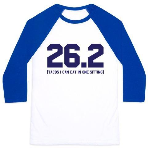 Virgin Teez  Baseball Tee 26.2 TACOS IN ONE SITTING UNISEX CLASSIC BASEBALL TEE