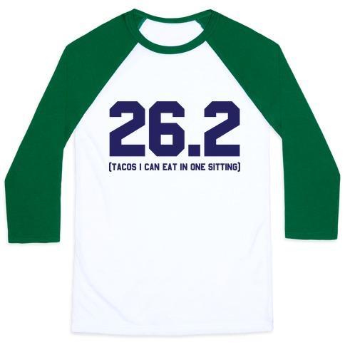 Virgin Teez  Baseball Tee 26.2 TACOS IN ONE SITTING UNISEX CLASSIC BASEBALL TEE