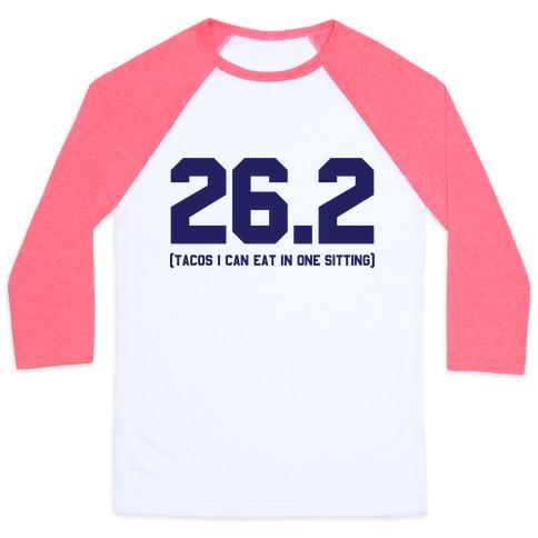 Virgin Teez  Baseball Tee 26.2 TACOS IN ONE SITTING UNISEX CLASSIC BASEBALL TEE