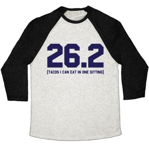 Virgin Teez  Baseball Tee 26.2 TACOS IN ONE SITTING UNISEX TRI-BLEND BASEBALL TEE