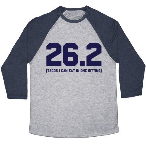 Virgin Teez  Baseball Tee 26.2 TACOS IN ONE SITTING UNISEX TRI-BLEND BASEBALL TEE