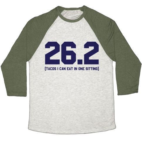 Virgin Teez  Baseball Tee 26.2 TACOS IN ONE SITTING UNISEX TRI-BLEND BASEBALL TEE