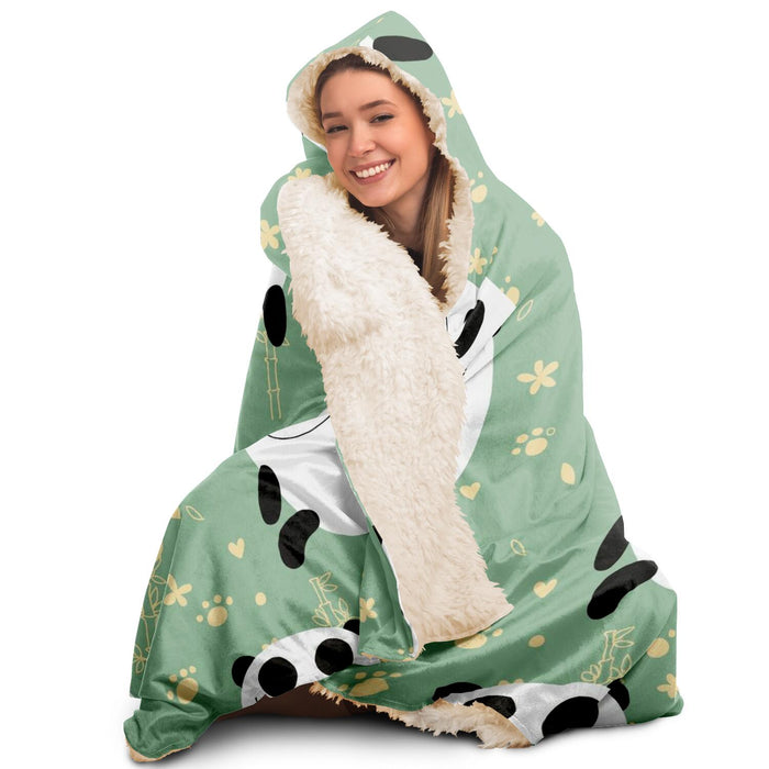 Panda Pattern Hooded Blanket