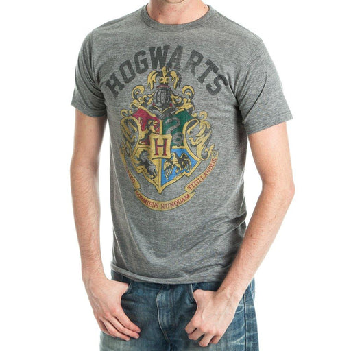 Harry Potter Hogwarts Crest Men's Athletic Heather T-Shirt - Wizard School
