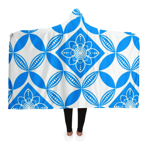 Flowery Pattern in blue Poster Hooded Blanket