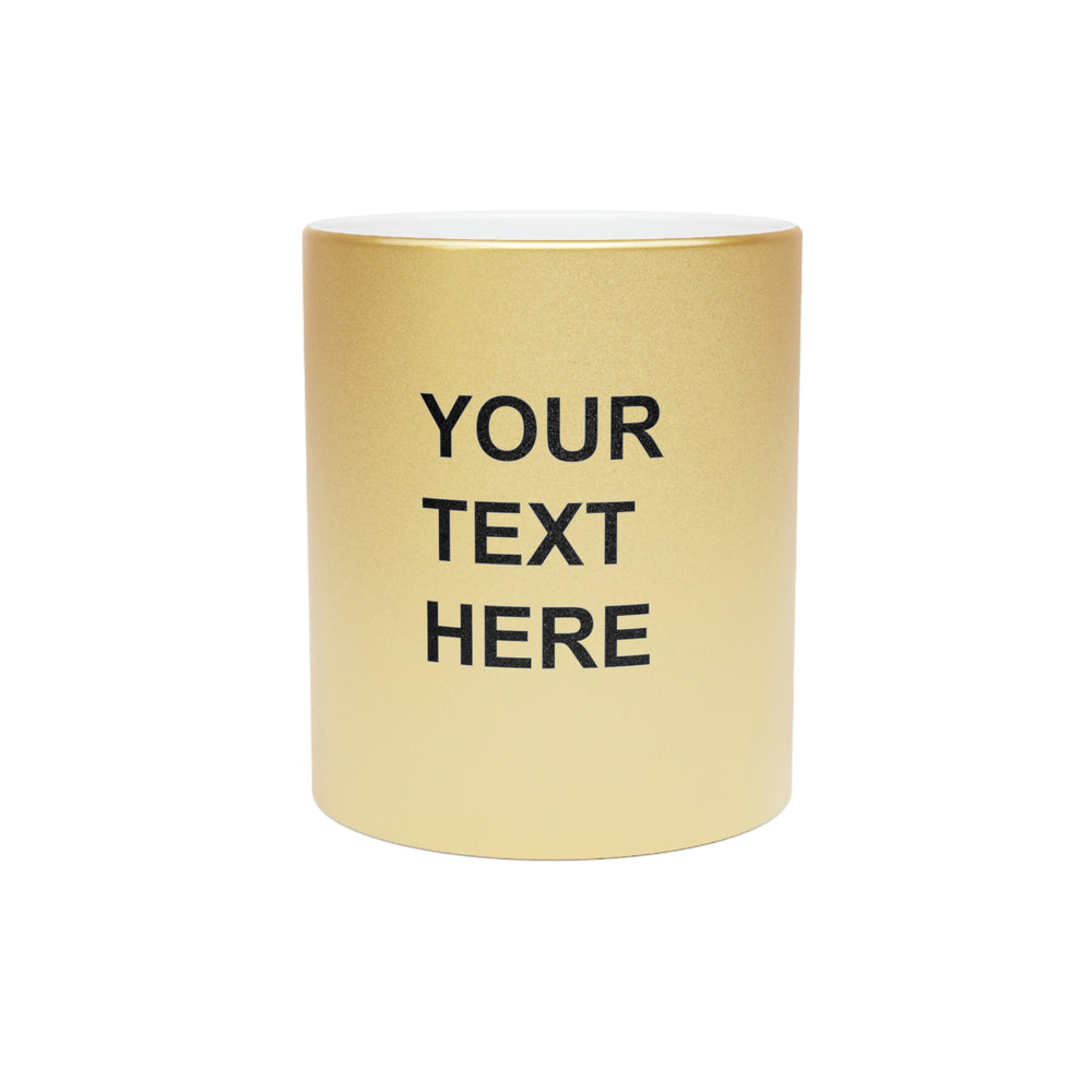 Custom Logo Metallic Mug, Team Logo Here Silver Golden Mug, Personalized Metallic Mug, Text on a Metallic Mug, Your Business Logo or Brand Logo Metallic Mug (Silver\Gold)