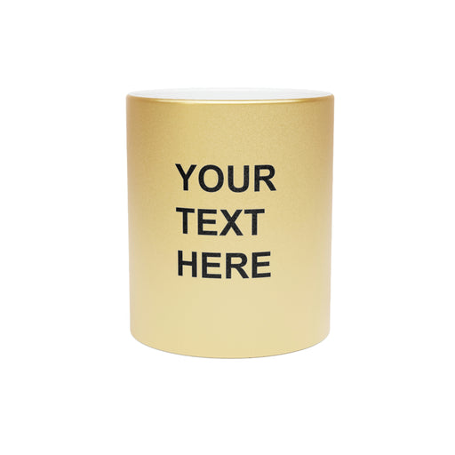 Custom Logo Metallic Mug, Team Logo Here Silver Golden Mug, Personalized Metallic Mug, Text on a Metallic Mug, Your Business Logo or Brand Logo Metallic Mug (Silver\Gold)