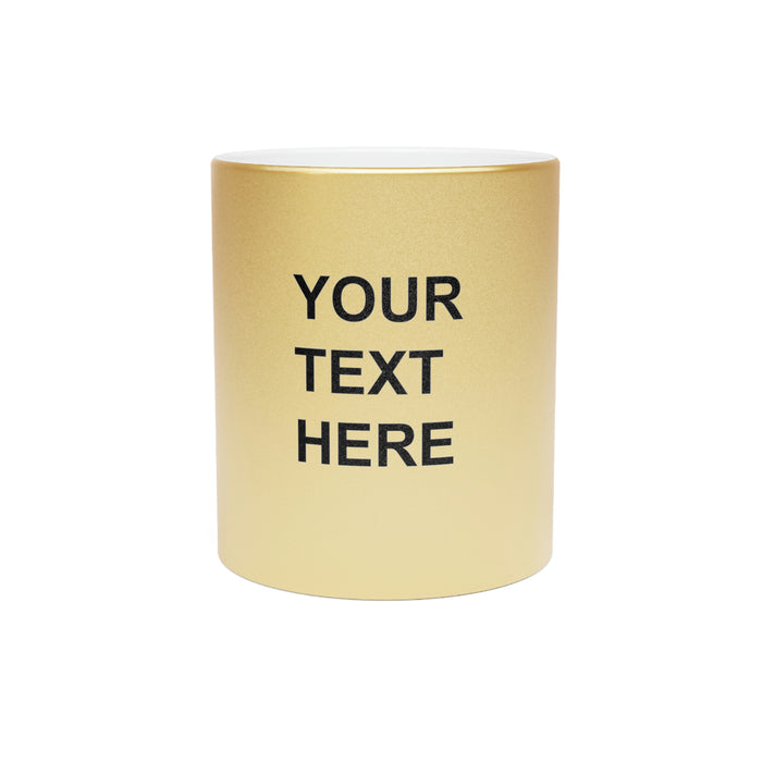 Custom Logo Metallic Mug, Team Logo Here Silver Golden Mug, Personalized Metallic Mug, Text on a Metallic Mug, Your Business Logo or Brand Logo Metallic Mug (Silver\Gold)