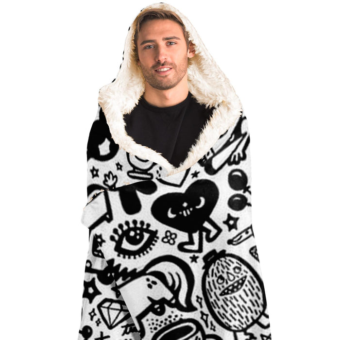 Abstract Pattren Hooded Blanket