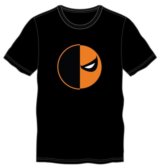 DC Comics Deathstroke Slade Joseph Wilson Orange And Black Mask Men's Black T-Shirt Tee Shirt