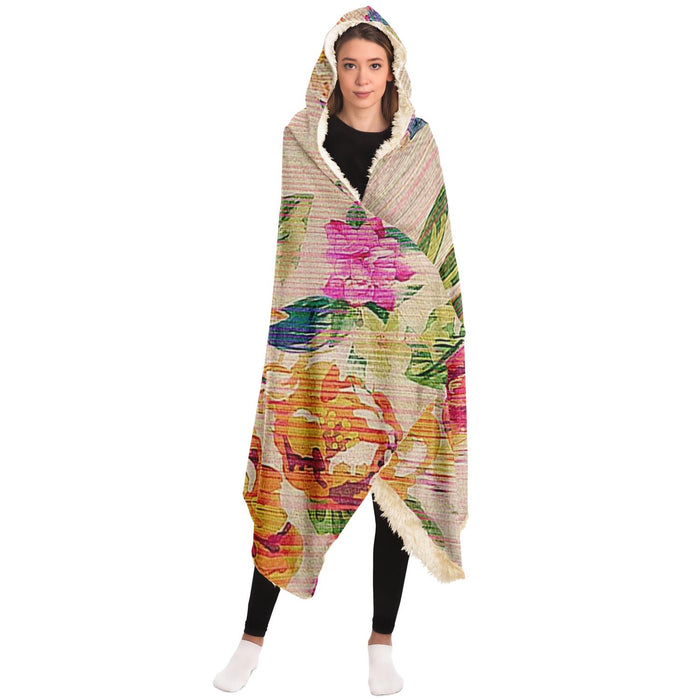 Flower Painting Hooded Blanket