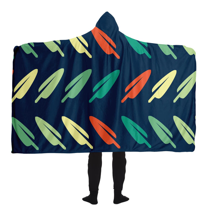 Abstract Leaf Pattern Hooded Blanket