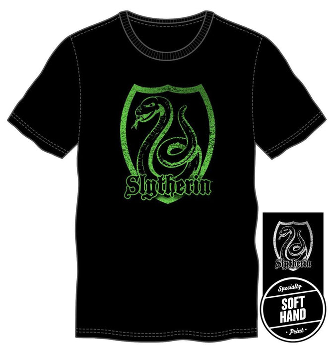 Harry Potter Slytherin Logo Specialty Soft Hand Print Men's Black T-Shirt