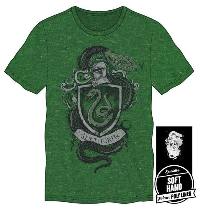 Harry Potter Hogwarts House of Slytherin Crest & Knight Helmet Men's Green T-Shirt