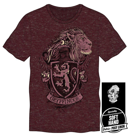 Harry Potter Hogwarts House of Gryffindor Crest & Lion Men's Burgundy T-Shirt