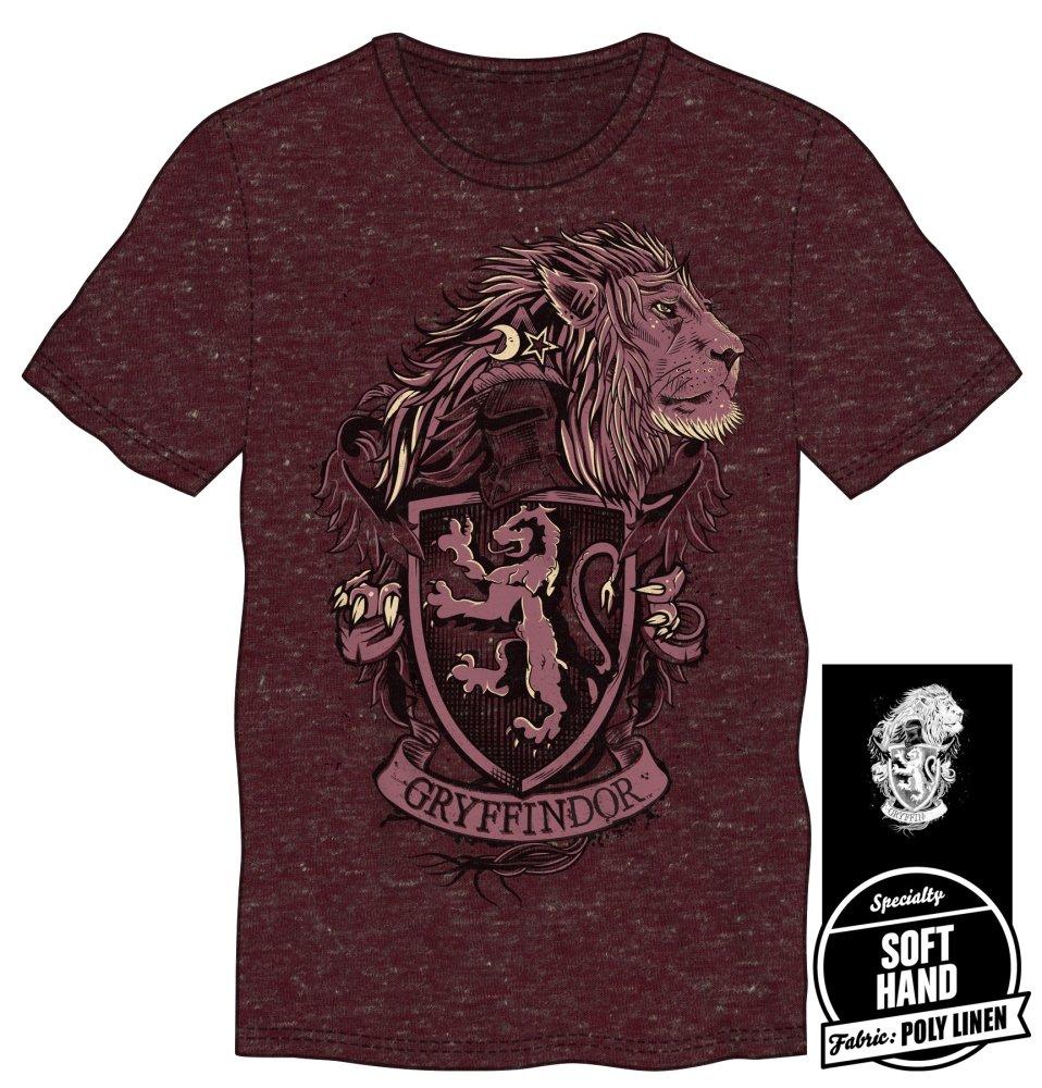 Harry Potter Hogwarts House of Gryffindor Crest & Lion Men's Burgundy T-Shirt