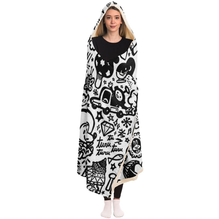 Abstract Pattren Hooded Blanket