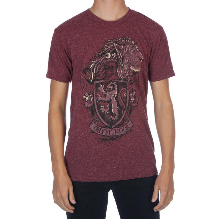 Harry Potter Hogwarts House of Gryffindor Crest & Lion Men's Burgundy T-Shirt
