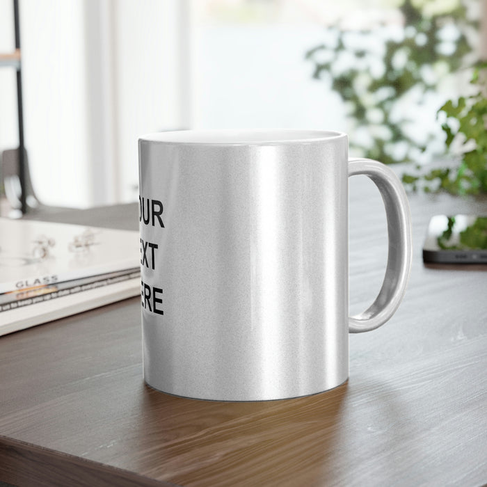 Custom Logo Metallic Mug, Team Logo Here Silver Golden Mug, Personalized Metallic Mug, Text on a Metallic Mug, Your Business Logo or Brand Logo Metallic Mug (Silver\Gold)