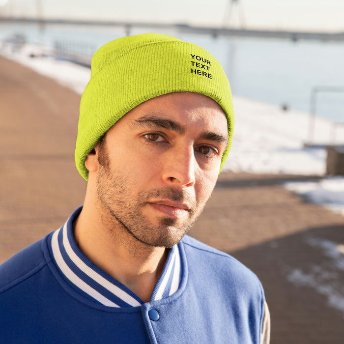 Personalized Knit Beanie, Custom Knit Beanie, With Your Own Text, Custom Knit Beanie
