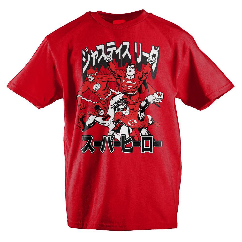 DC Comics Justice League Japanese Text Boys T-Shirt