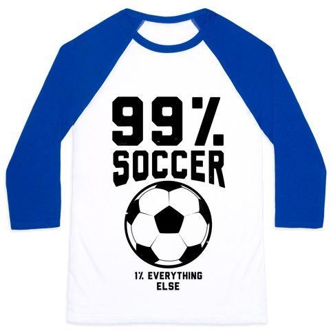 Virgin Teez  Baseball Tee 99 PERCENT SOCCER UNISEX CLASSIC BASEBALL TEE