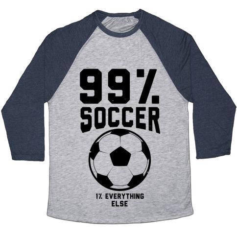 Virgin Teez  Baseball Tee 99 PERCENT SOCCER UNISEX TRI-BLEND BASEBALL TEE