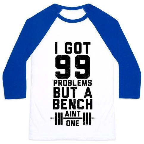 Virgin Teez  Baseball Tee 99 PROBLEMS BUT A BENCH AIN'T 1 (TANK) UNISEX CLASSIC BASEBALL TEE