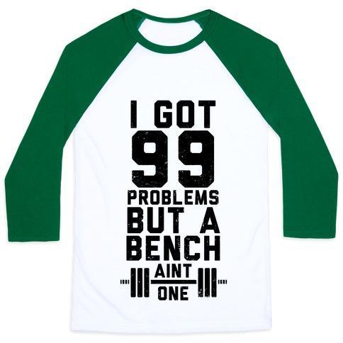 Virgin Teez  Baseball Tee 99 PROBLEMS BUT A BENCH AIN'T 1 (TANK) UNISEX CLASSIC BASEBALL TEE