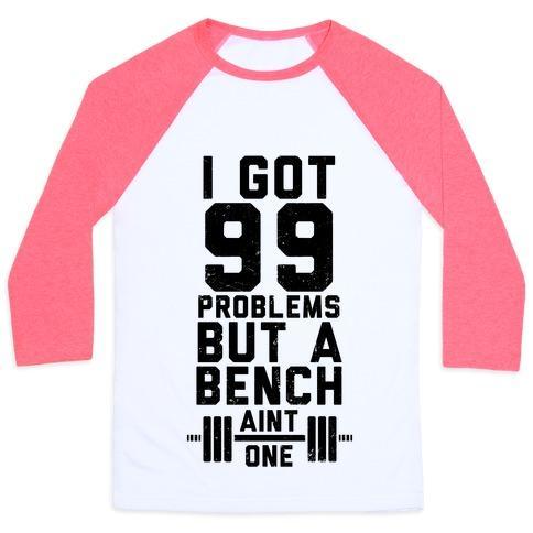 Virgin Teez  Baseball Tee 99 PROBLEMS BUT A BENCH AIN'T 1 (TANK) UNISEX CLASSIC BASEBALL TEE