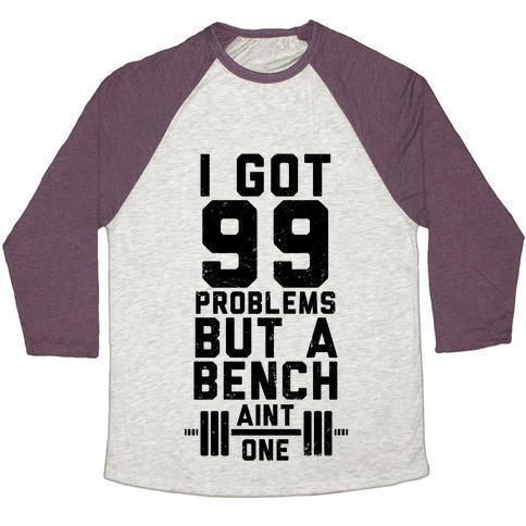 Virgin Teez  Baseball Tee 99 PROBLEMS BUT A BENCH AIN'T 1 (TANK) UNISEX TRI-BLEND BASEBALL TEE
