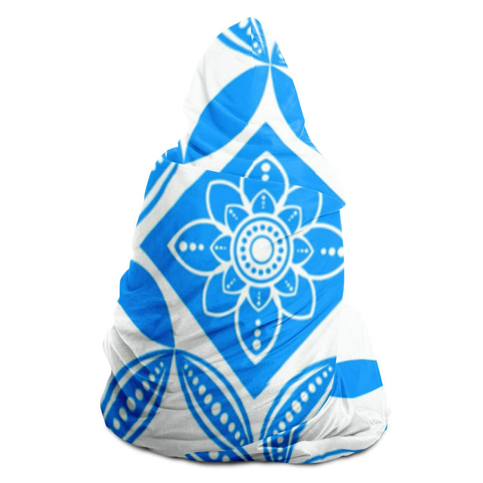 Flowery Pattern in blue Poster Hooded Blanket
