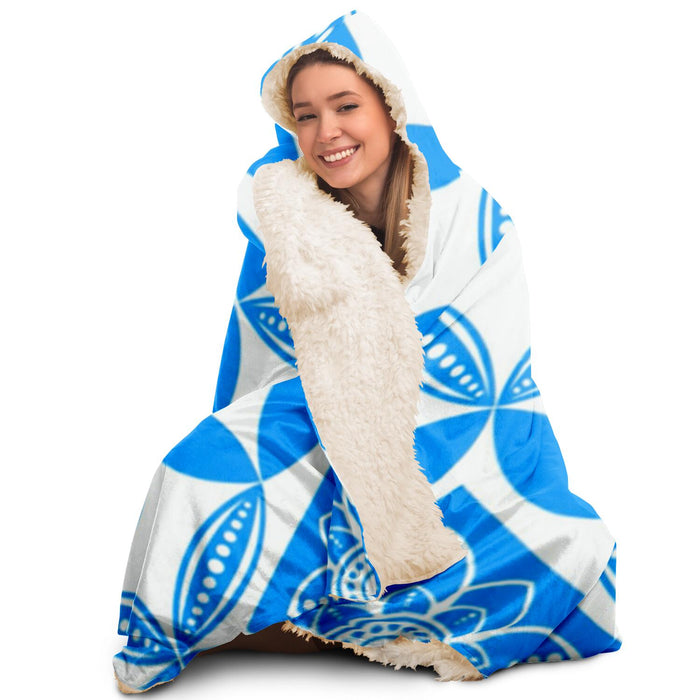 Flowery Pattern in blue Poster Hooded Blanket