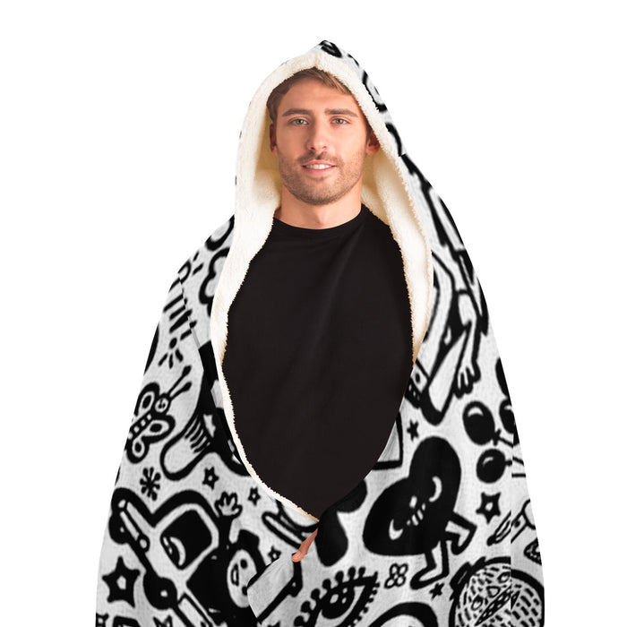 Abstract Pattren Hooded Blanket