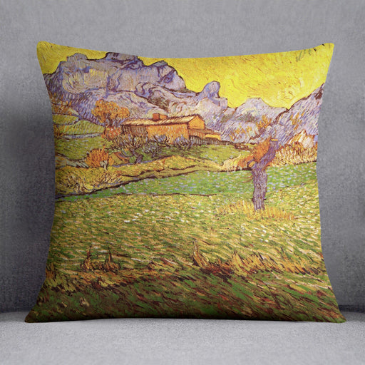 A Meadow in the Mountains Le Mas de Saint-Paul by Van Gogh Cushion