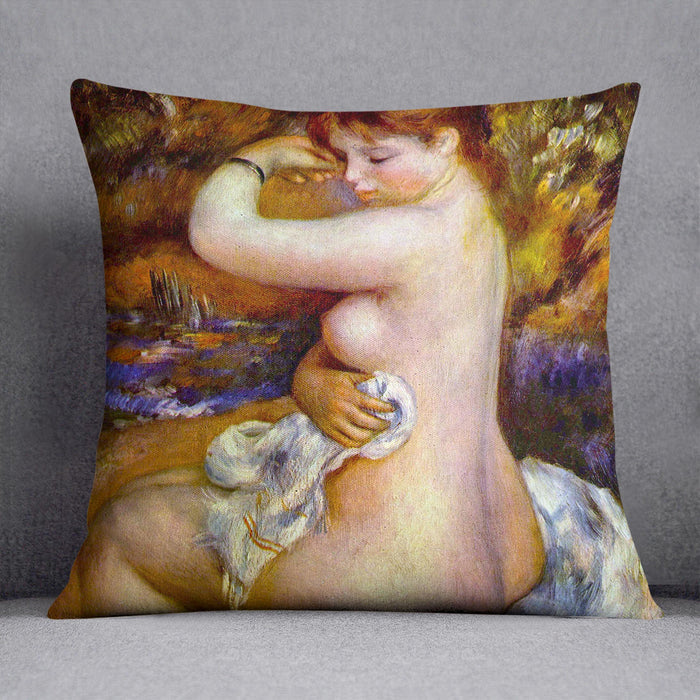 After the bath by Renoir Cushion