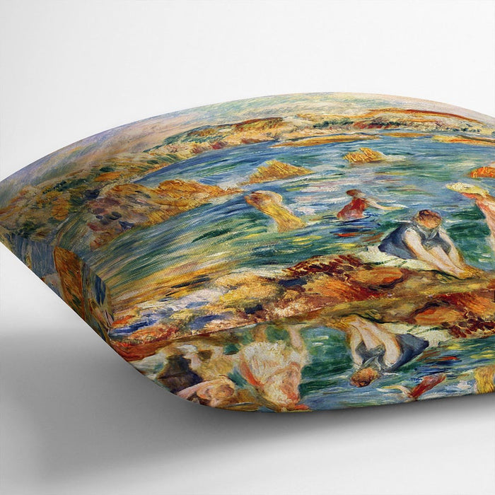 At the beach of Guernesey by Renoir Cushion