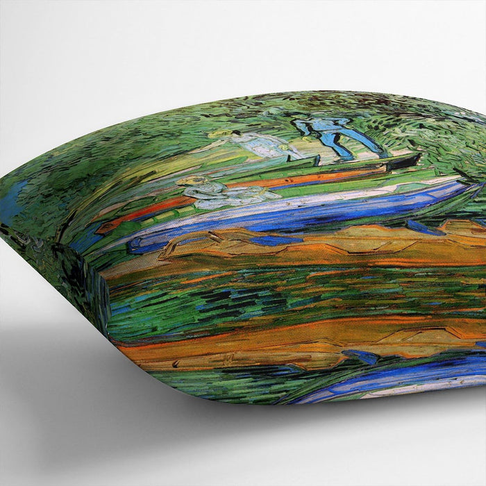 Bank of the Oise at Auvers by Van Gogh Cushion