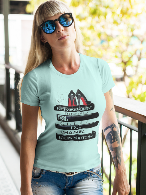 Black And White Book Stack, Ink And Shoes (2) Women T-shirt