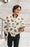 Blue leaves pattern on vanilla Poster Bomber Jacket